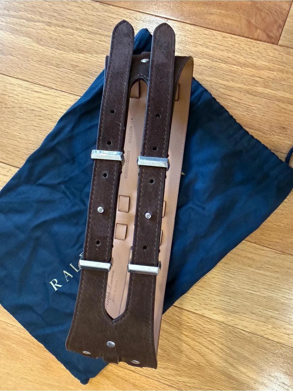Ralph Lauren Collection Woven Calf-Suede Wide Waist Belt Brown RP$700